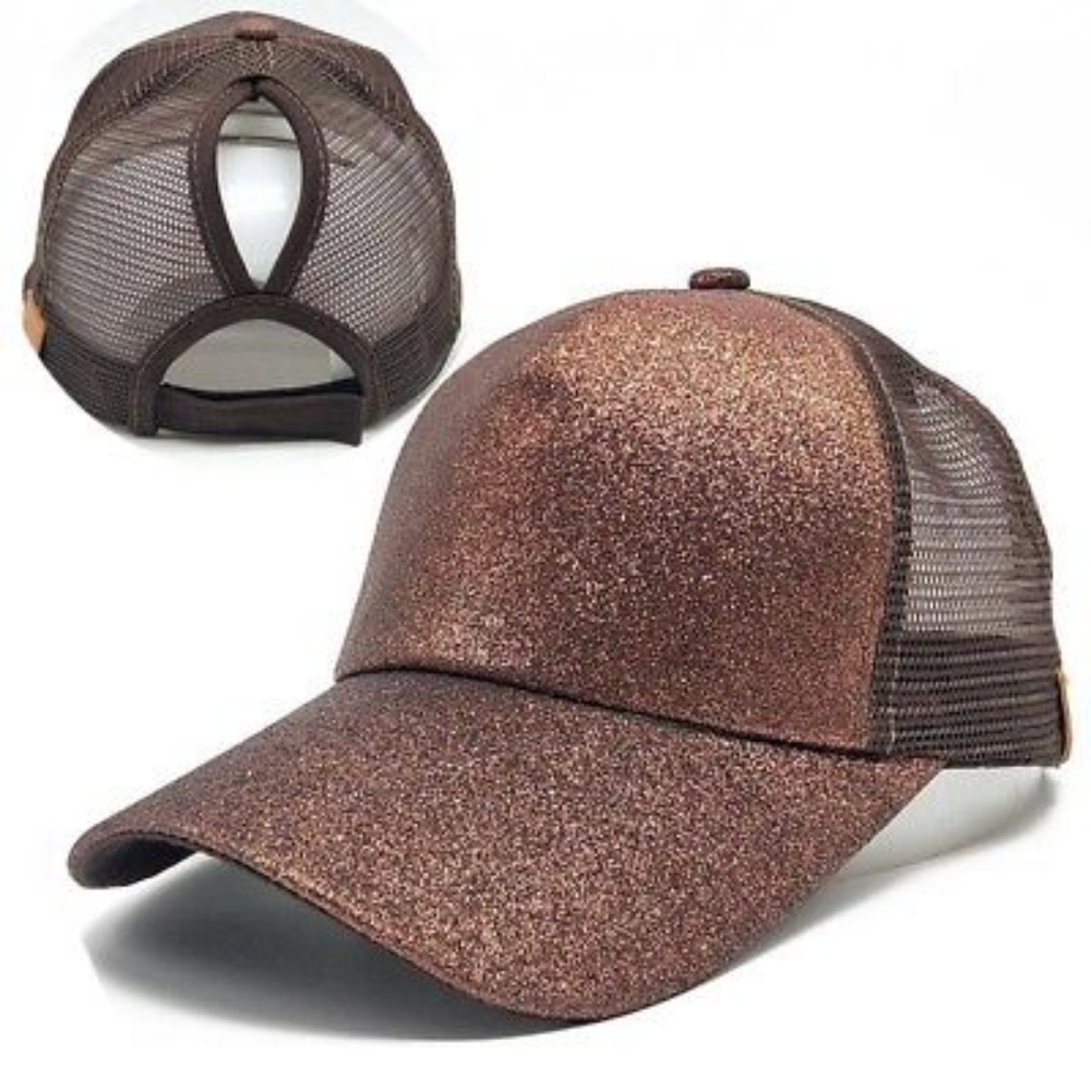 Women's Sparkly Baseball Cap Brown